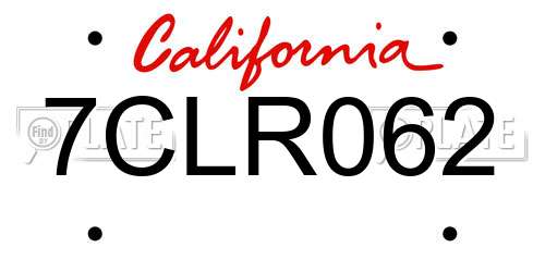 7CLR062 California License Plate