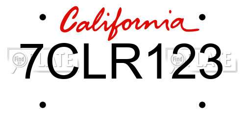 7CLR123 California License Plate