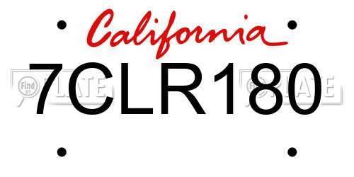 7CLR180 California License Plate