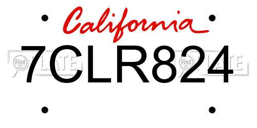 7CLR824 California License Plate