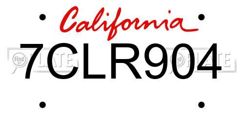 7CLR904 California License Plate