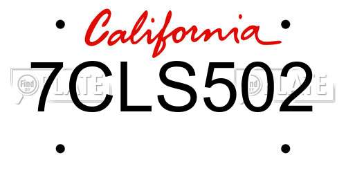 7CLS502 California License Plate