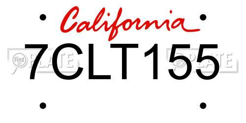 7CLT155 California License Plate