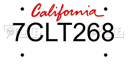 7CLT268 California License Plate