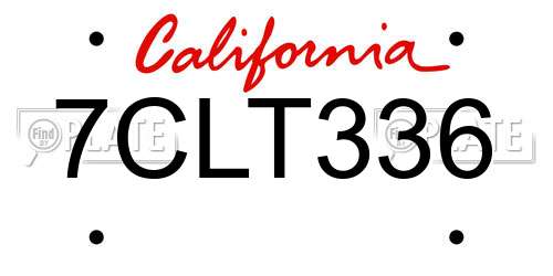 7CLT336 California License Plate
