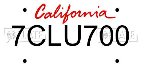 7CLU700 California License Plate