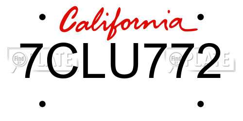 7CLU772 California License Plate