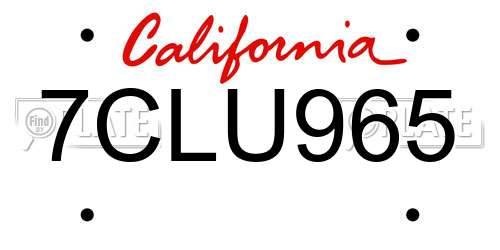 7CLU965 California License Plate