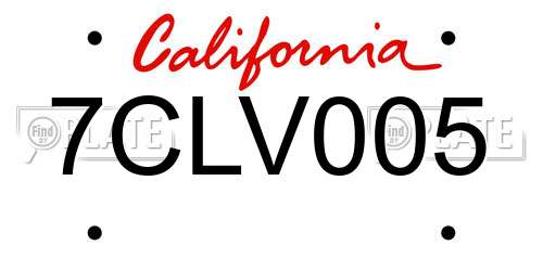 7CLV005 California License Plate