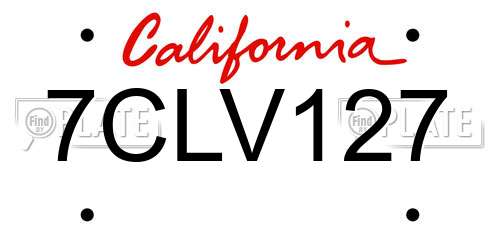 7CLV127 California License Plate