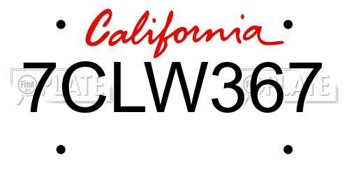 7CLW367 California License Plate