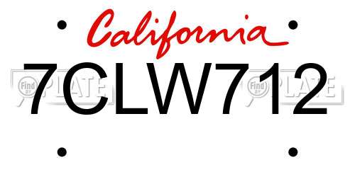 7CLW712 California License Plate