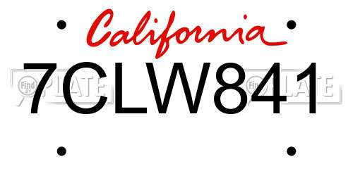 7CLW841 California License Plate