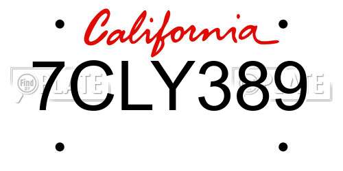 7CLY389 California License Plate