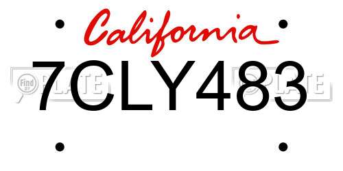 7CLY483 California License Plate