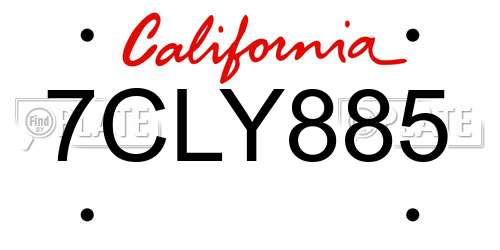 7CLY885 California License Plate