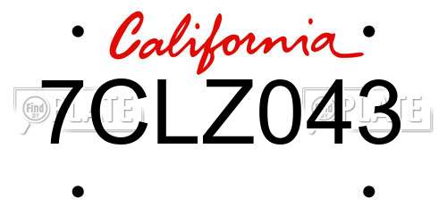 7CLZ043 California License Plate