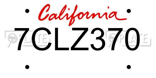 7CLZ370 California License Plate