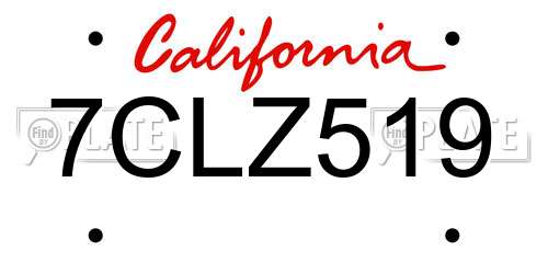 7CLZ519 California License Plate