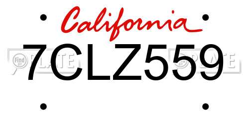 7CLZ559 California License Plate