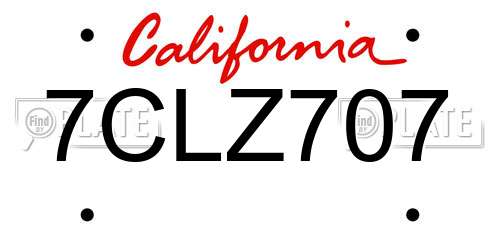 7CLZ707 California License Plate