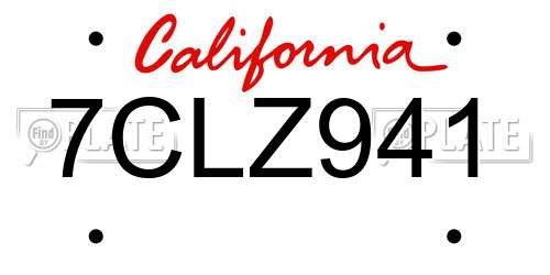 7CLZ941 California License Plate