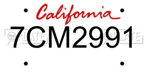 7CM2991 California License Plate
