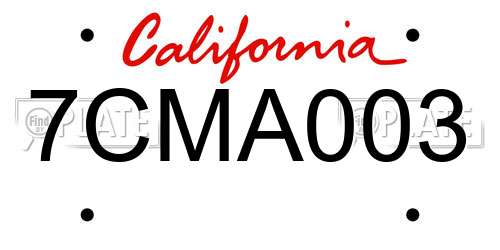7CMA003 California License Plate