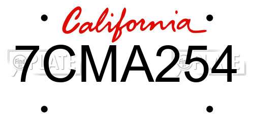 7CMA254 California License Plate