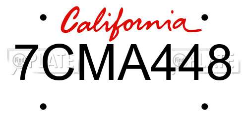 7CMA448 California License Plate