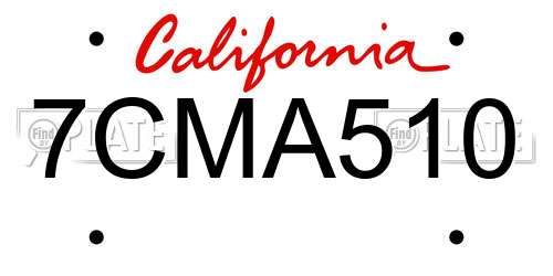 7CMA510 California License Plate