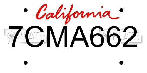 7CMA662 California License Plate