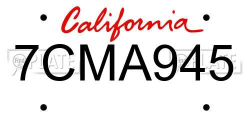 7CMA945 California License Plate
