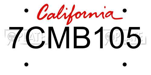 7CMB105 California License Plate