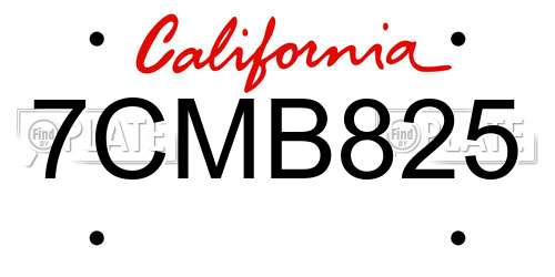 7CMB825 California License Plate