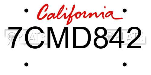 7CMD842 California License Plate