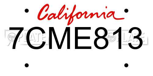 7CME813 California License Plate