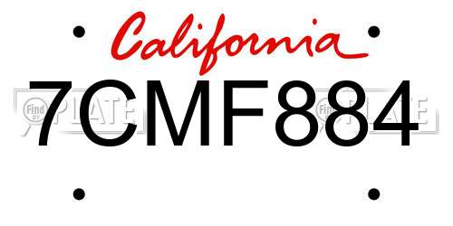 7CMF884 California License Plate