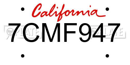 7CMF947 California License Plate