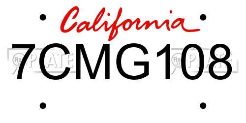 7CMG108 California License Plate