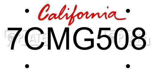 7CMG508 California License Plate
