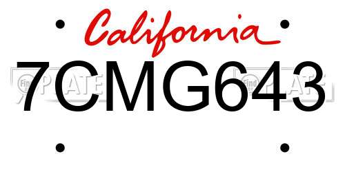 7CMG643 California License Plate