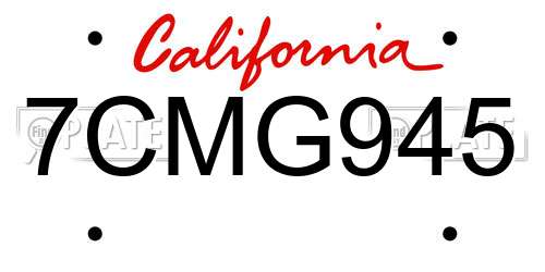 7CMG945 California License Plate