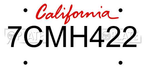7CMH422 California License Plate