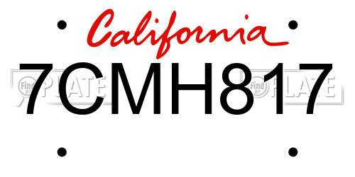 7CMH817 California License Plate