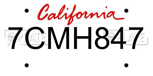 7CMH847 California License Plate