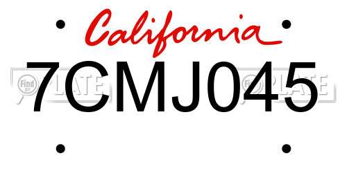 7CMJ045 California License Plate