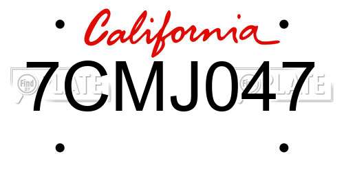 7CMJ047 California License Plate