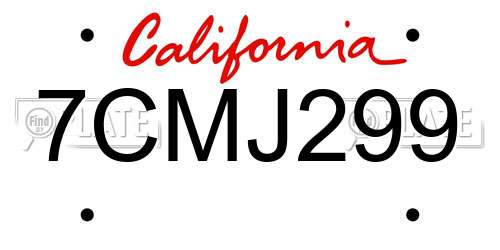7CMJ299 California License Plate