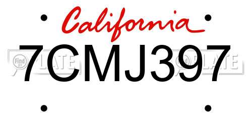 7CMJ397 California License Plate
